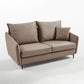 34.3" Wide Contemporary Style Sofa Faux Leather Seating with Pillows 67"L x 33.5"W x 35.5"H Coffee Faux Leather Clearhalo 'furn' 'furn_sofas' 'Furniture' 'Living Room Furniture' 'Sofa' 'sofas' 6450394