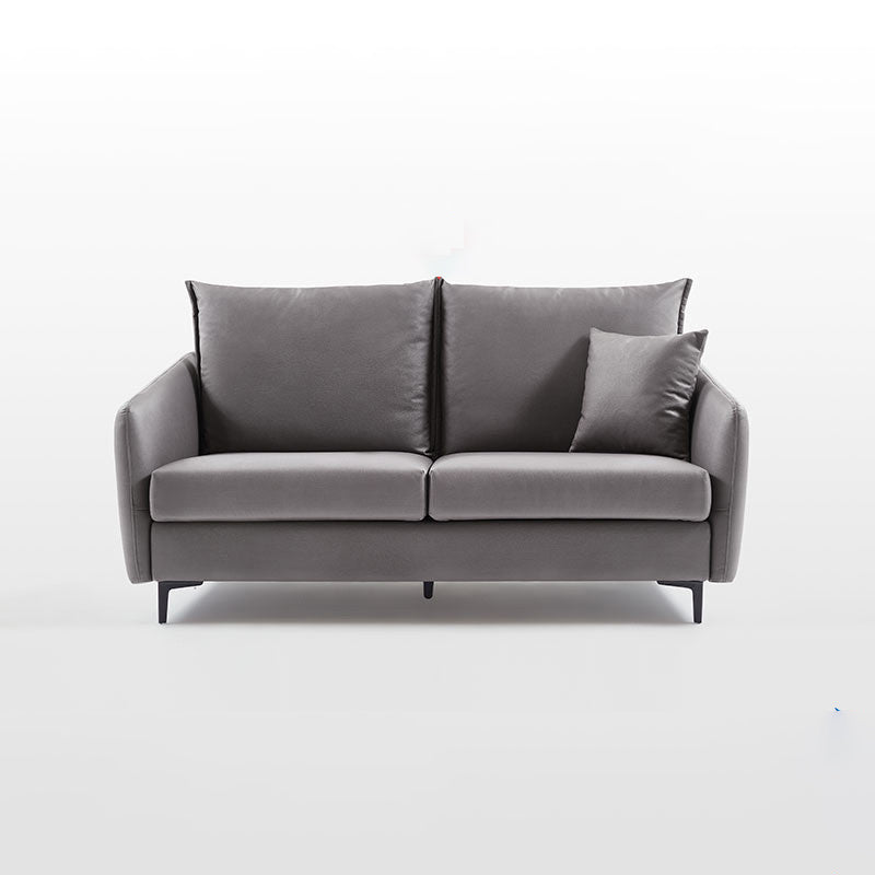 34.3" Wide Contemporary Style Sofa Faux Leather Seating with Pillows 67"L x 33.5"W x 35.5"H Dark Gray Faux Leather Clearhalo 'furn' 'furn_sofas' 'Furniture' 'Living Room Furniture' 'Sofa' 'sofas' 6450395
