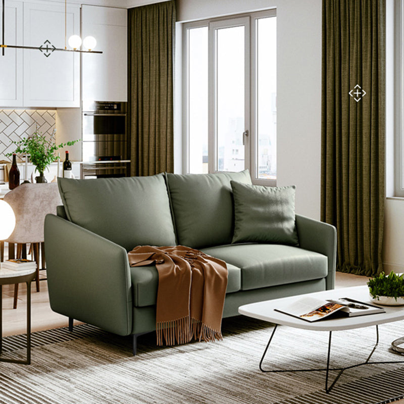 34.3" Wide Contemporary Style Sofa Faux Leather Seating with Pillows Clearhalo 'furn' 'furn_sofas' 'Furniture' 'Living Room Furniture' 'Sofa' 'sofas' 6450398