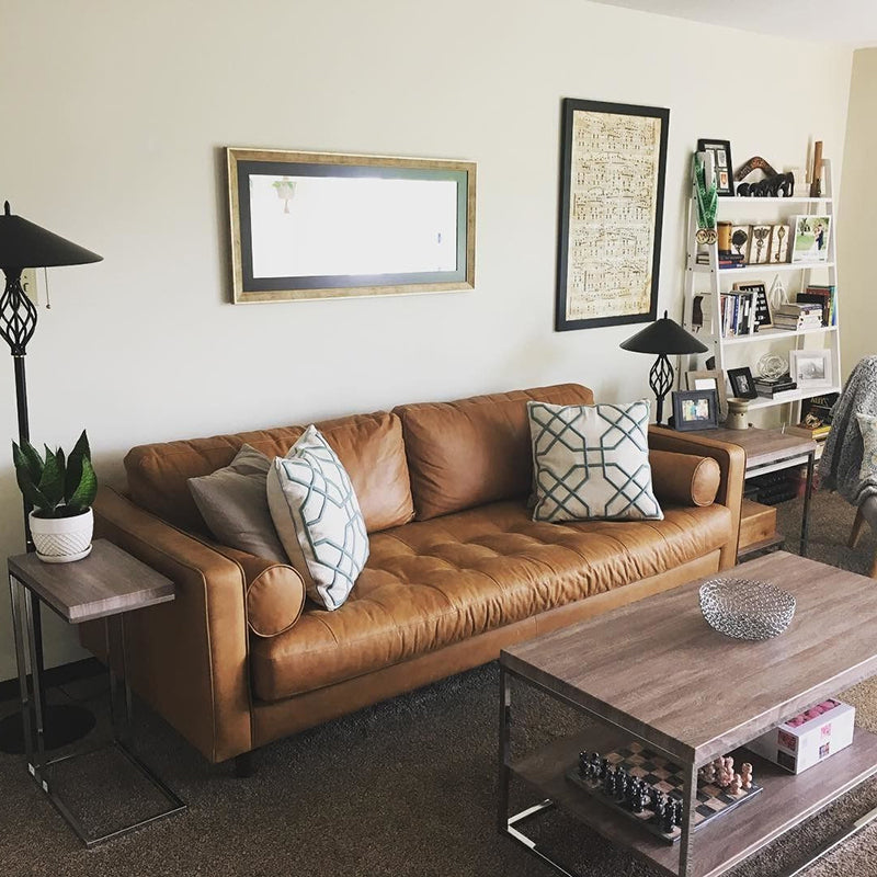 Contemporary Stain Resistant Leather Sofa Square Arm Loveseat for Living Room Tech Cloth Clearhalo 'furn' 'furn_sofas' 'Furniture' 'Living Room Furniture' 'Sofa' 'sofas' 6450401
