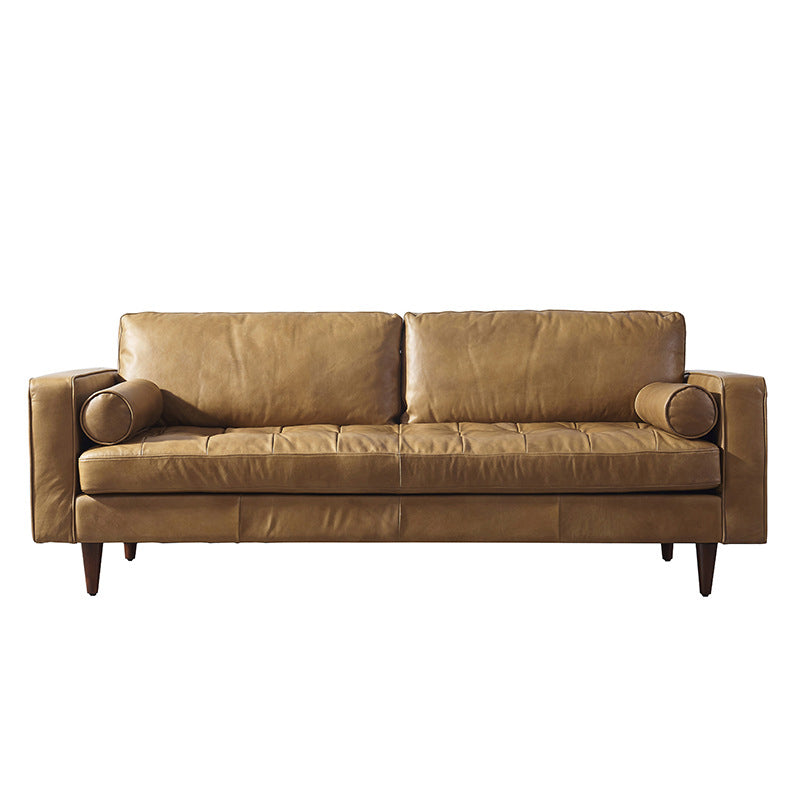 Zeitgenössischer fleckresistenter Ledersofa quadratischer Arm Liebesseat für Wohnzimmer