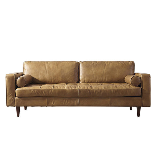 Zeitgenössischer fleckresistenter Ledersofa quadratischer Arm Liebesseat für Wohnzimmer