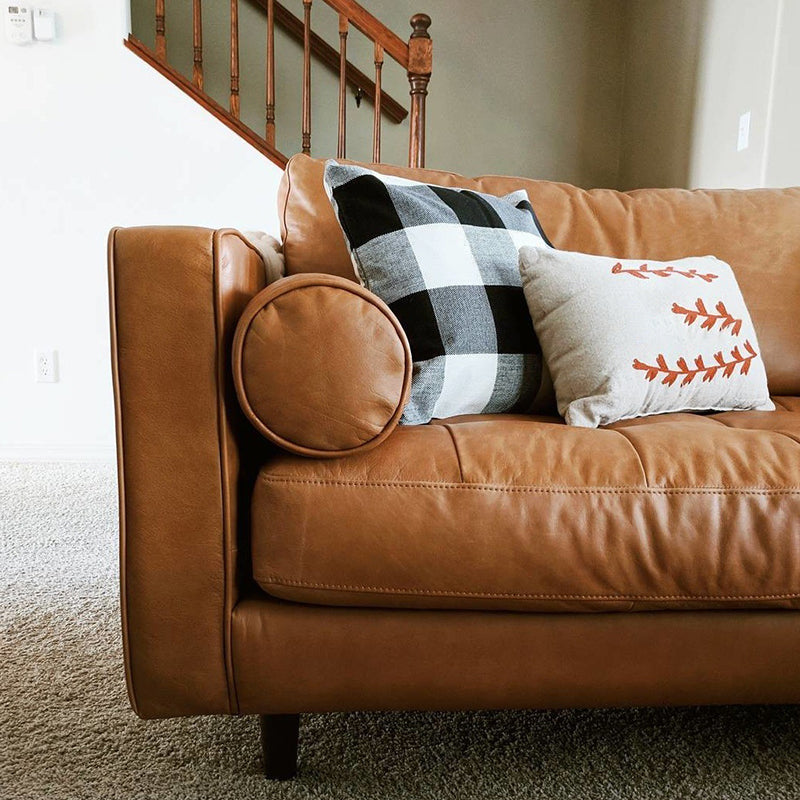 Zeitgenössischer fleckresistenter Ledersofa quadratischer Arm Liebesseat für Wohnzimmer