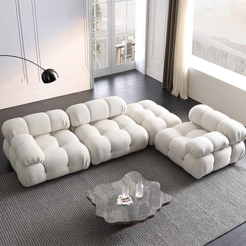 Divano di velluto stazionario contemporaneo cuscinetto cucito di divano bianco