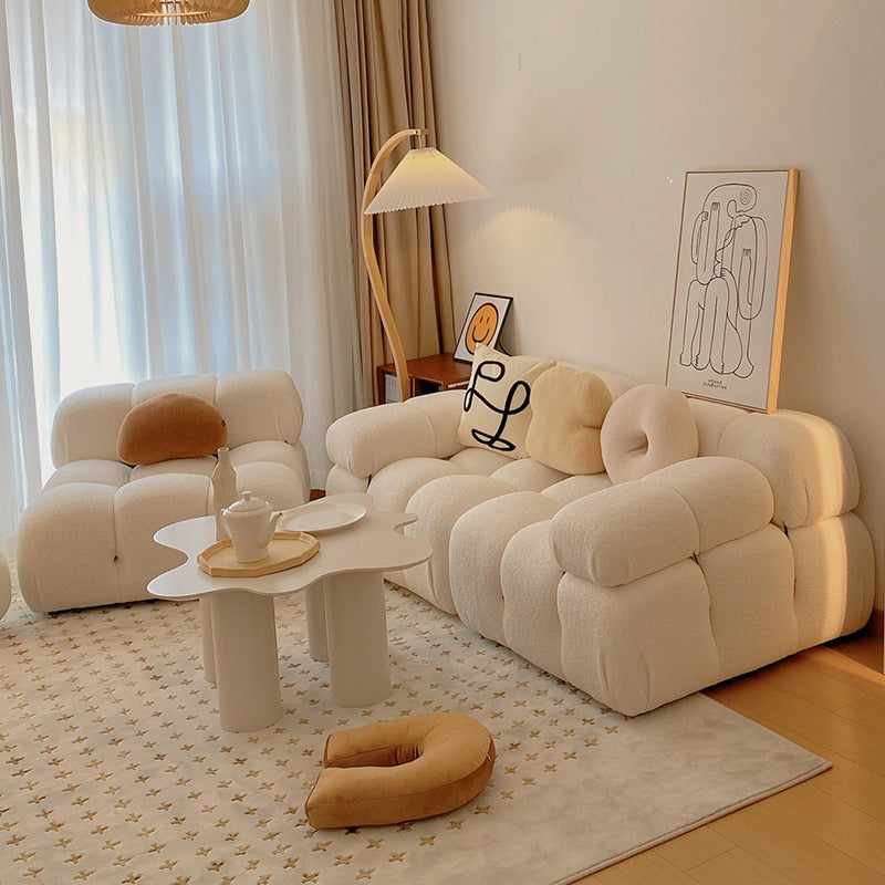 Divano di velluto stazionario contemporaneo cuscinetto cucito di divano bianco