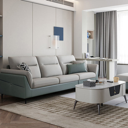 Pillow Top Arm Seating Faux Leather Sofa Contemporary Cushions Clearhalo 'furn' 'furn_sofas' 'Furniture' 'Living Room Furniture' 'Sofa' 'sofas' 6450499