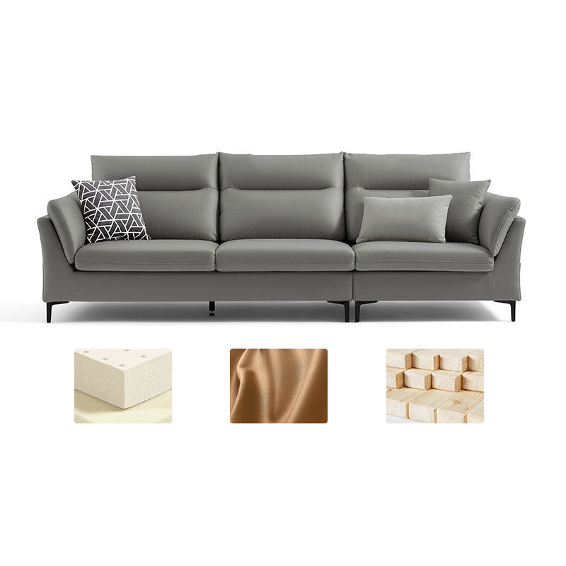 Pillow Top Arm Seating Faux Leather Sofa Contemporary Cushions 104"L x 35.5"W x 35.5"H Faux Leather Gray Clearhalo 'furn' 'furn_sofas' 'Furniture' 'Living Room Furniture' 'Sofa' 'sofas' 6450503