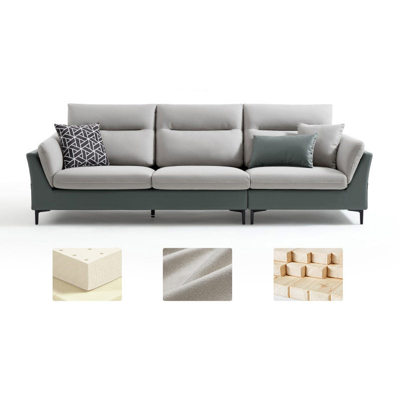 Pillow Top Arm Seating Faux Leather Sofa Contemporary Cushions 104"L x 35.5"W x 35.5"H Faux Leather Blue Grey Clearhalo 'furn' 'furn_sofas' 'Furniture' 'Living Room Furniture' 'Sofa' 'sofas' 6450507