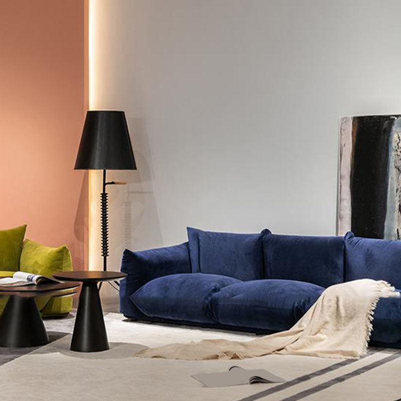 Modern Standard Blue Sofa Cushions Pillow Top Arm Settee for Living Room