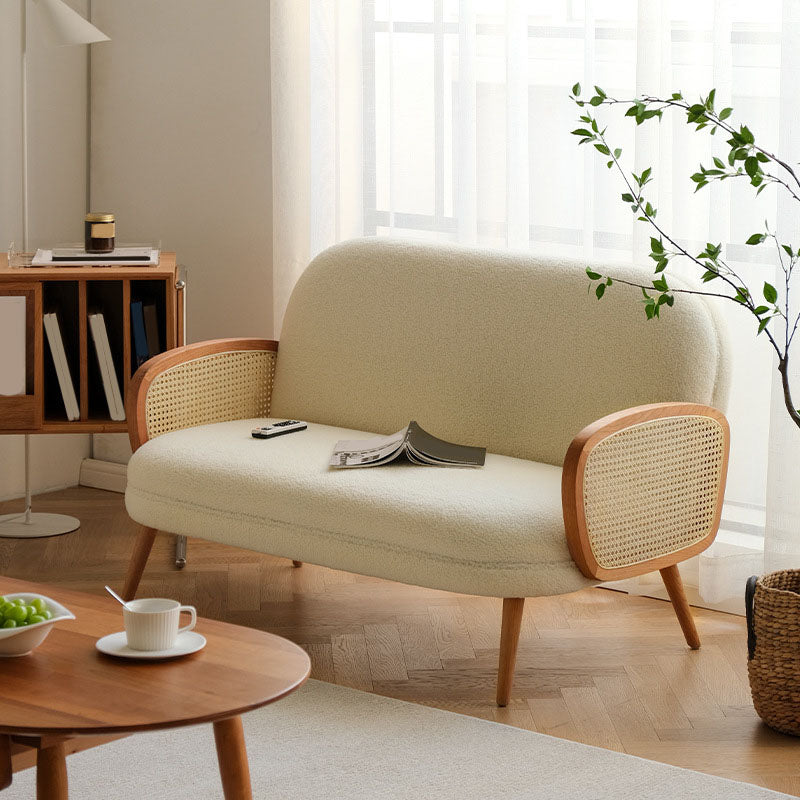 Contemporary Wooden Stain Resistant Polyester Sofa for Living Room