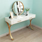 15.74" Wide Bedroom Dressing Table White Gold Make-up Vanity with 4 Storage Drawers