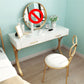 15.74" Wide Bedroom Dressing Table White Gold Make-up Vanity with 4 Storage Drawers