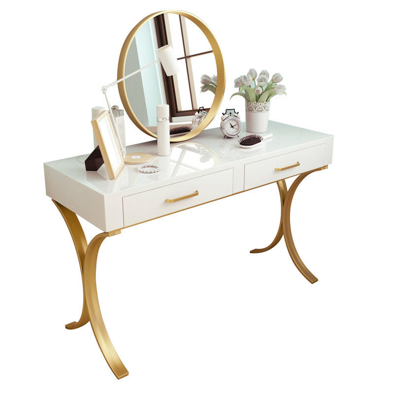 15.74" Wide Bedroom Dressing Table White Gold Make-up Vanity with 4 Storage Drawers