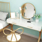 15.74" Wide Bedroom Dressing Table White Gold Make-up Vanity with 4 Storage Drawers