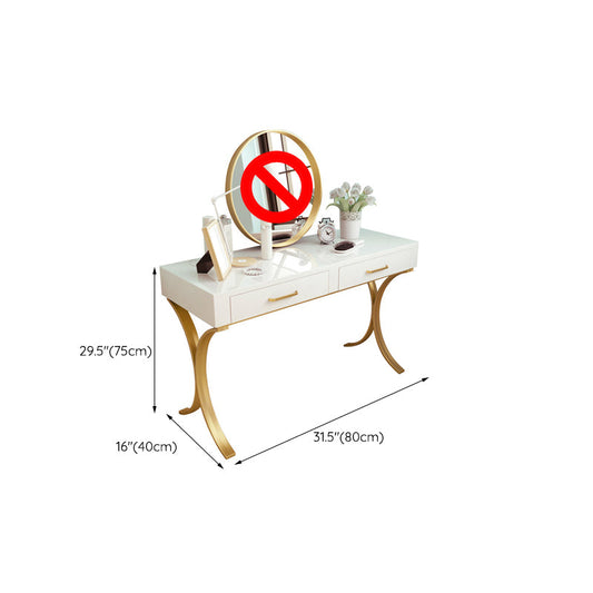 15.74" Wide Bedroom Dressing Table White Gold Make-up Vanity with 4 Storage Drawers