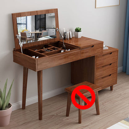 Coiffeur de chambre à coucher Vanité de maquillage à top en caoutchouc avec 4 tiroirs de rangement