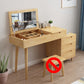 Bedroom Dressing Table Rubberwood Flip-Top Make-up Vanity with 4 Storage Drawers