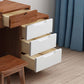 Bedroom Dressing Table Rubberwood Flip-Top Make-up Vanity with 4 Storage Drawers