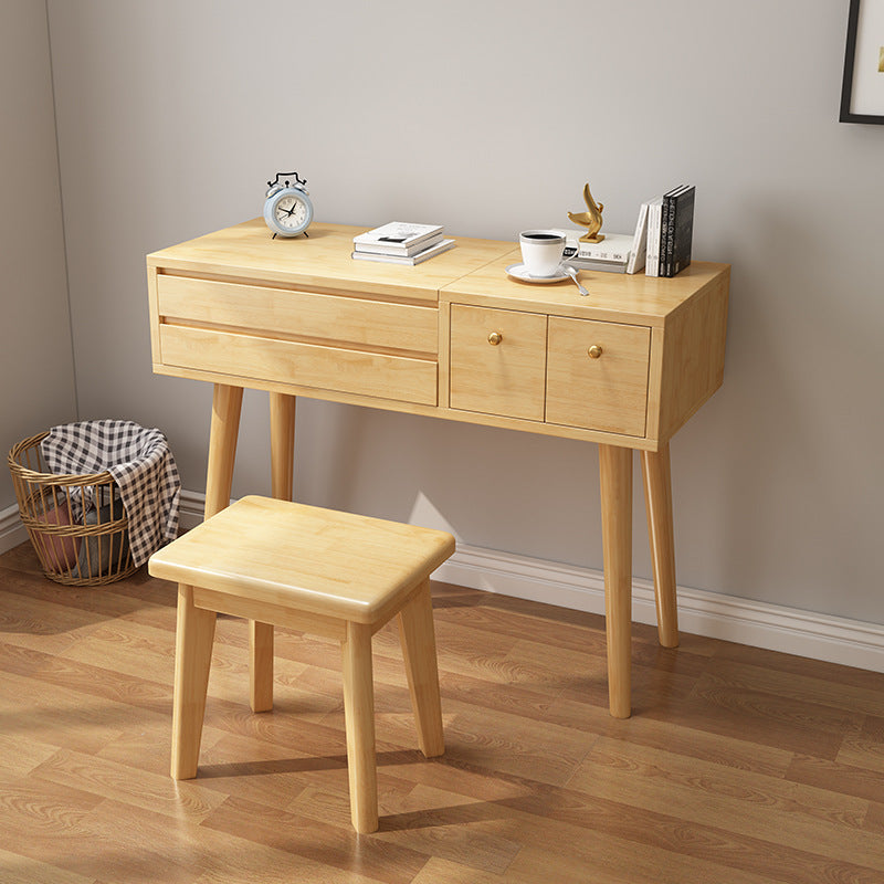 Scandinavian Bedroom Dressing Table Rubberwood Flip-Top Make-up Vanity Clearhalo 'Bedroom Furniture' 'furn' 'furn_makeup_vanities' 'Furniture' 'Makeup Vanities' 'makeup_vanities' 6450614