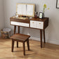 Scandinavian Bedroom Dressing Table Rubberwood Flip-Top Make-up Vanity Clearhalo 'Bedroom Furniture' 'furn' 'furn_makeup_vanities' 'Furniture' 'Makeup Vanities' 'makeup_vanities' 6450624