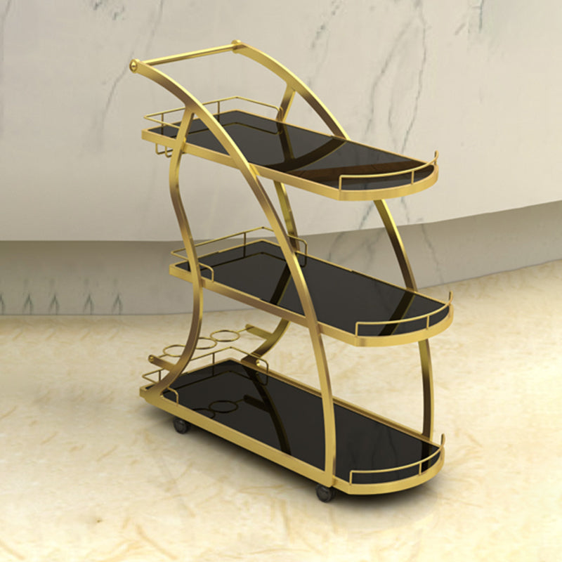 Modern Style Metal Prep Table 31.5"H Rolling Glass Prep Table for Home Use Clearhalo 'furn' 'furn_kitchen_islands_carts' 'Furniture' 'Kitchen & Dining Furniture' 'Kitchen Islands & Carts' 'kitchen_islands_carts' 6450630