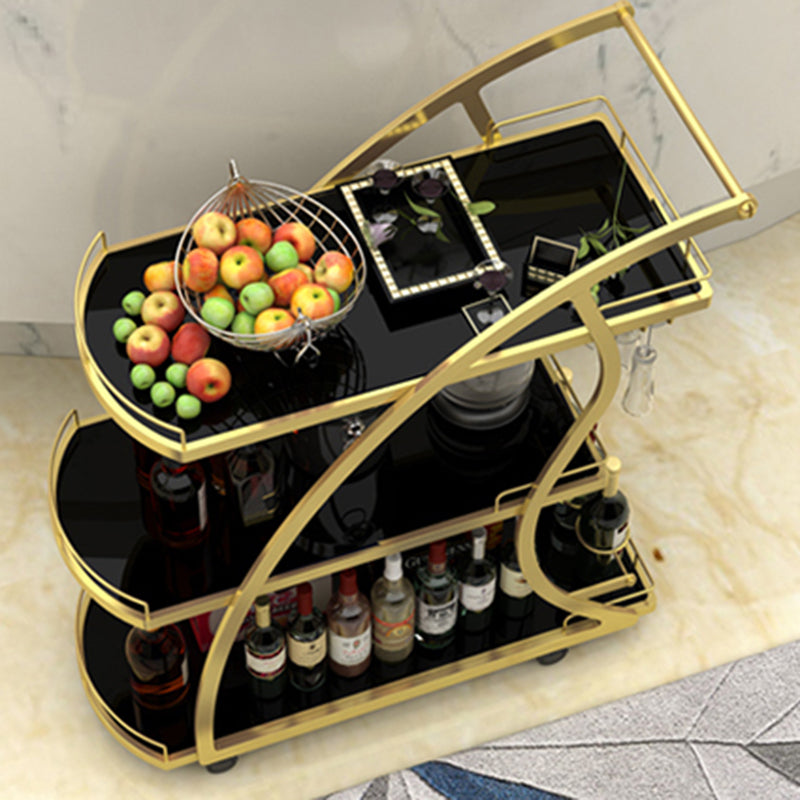 Modern Style Metal Prep Table 31.5"H Rolling Glass Prep Table for Home Use Clearhalo 'furn' 'furn_kitchen_islands_carts' 'Furniture' 'Kitchen & Dining Furniture' 'Kitchen Islands & Carts' 'kitchen_islands_carts' 6450636