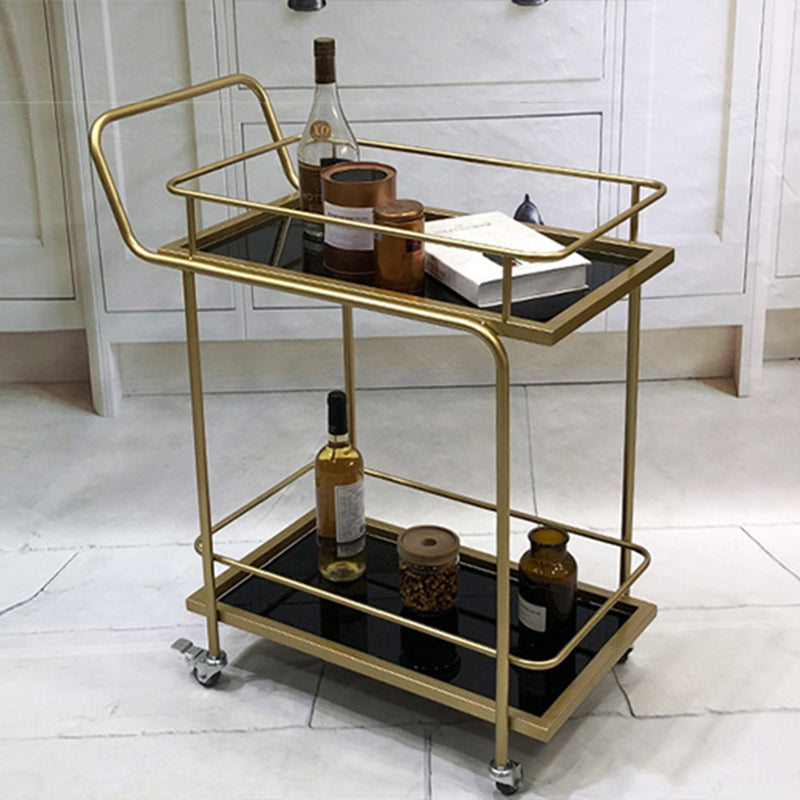 Modern Home Dining Prep Table 23.6"L Open Storage Rectangular Rolling Prep Table Black Clearhalo 'furn' 'furn_kitchen_islands_carts' 'Furniture' 'Kitchen & Dining Furniture' 'Kitchen Islands & Carts' 'kitchen_islands_carts' 6450708