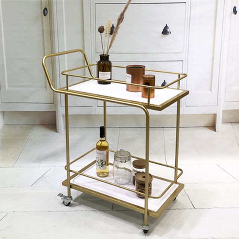 Modern Home Dining Prep Table 23.6"L Open Storage Rectangular Rolling Prep Table White Clearhalo 'furn' 'furn_kitchen_islands_carts' 'Furniture' 'Kitchen & Dining Furniture' 'Kitchen Islands & Carts' 'kitchen_islands_carts' 6450709