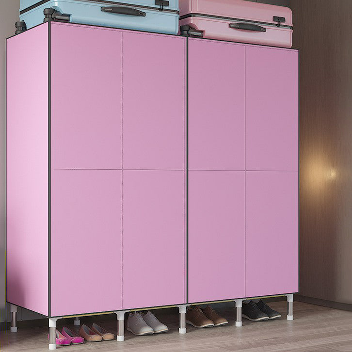 Hinged Wardrobe Closet with Legs Contemporary Wardrobe Armoire 63"L x 20"W x 71"H Pink Clearhalo 'Armoires & Wardrobes' 'armoires_wardrobes' 'Bedroom Furniture' 'furn' 'furn_armoires_wardrobes' 'Furniture' 6450835