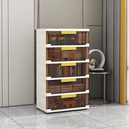 Hinged Wardrobe Cabinet with Legs Non-Hanging Storage Cabinet 22"L x 14"W x 39"H Brown Clear