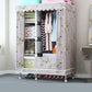 Steel Wardrobe Closet with Legs Modern Wardrobe Cabinet for Home 40"L x 18"W x 68"H Pink Clearhalo 'Armoires & Wardrobes' 'armoires_wardrobes' 'Bedroom Furniture' 'furn' 'furn_armoires_wardrobes' 'Furniture' 6450877