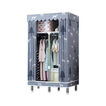 Steel Wardrobe Closet with Legs Modern Wardrobe Cabinet for Home 33.5"L x 18"W x 68"H Grey Clearhalo 'Armoires & Wardrobes' 'armoires_wardrobes' 'Bedroom Furniture' 'furn' 'furn_armoires_wardrobes' 'Furniture' 6450878
