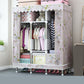 Steel Wardrobe Closet with Legs Modern Wardrobe Cabinet for Home 49"L x 18"W x 68"H Pink Clearhalo 'Armoires & Wardrobes' 'armoires_wardrobes' 'Bedroom Furniture' 'furn' 'furn_armoires_wardrobes' 'Furniture' 6450880