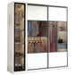 White Sliding Wardrobe Closet Engineered Wood Wardrobe Armoire