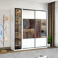 White Sliding Wardrobe Closet Engineered Wood Wardrobe Armoire