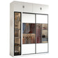 White Sliding Wardrobe Closet Engineered Wood Wardrobe Armoire