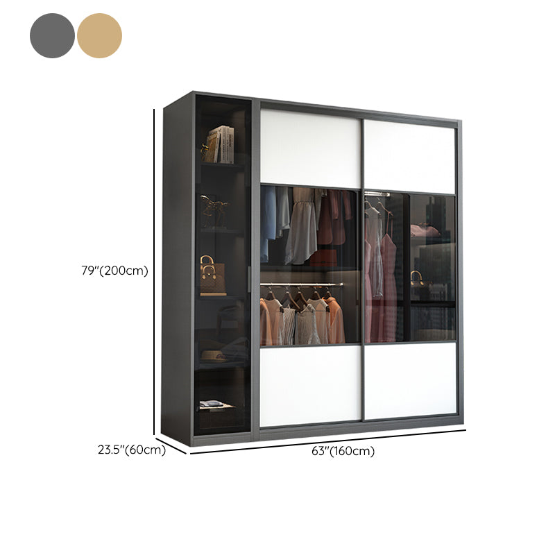 Sliding Wardrobe Closet Engineered Wood Wardrobe Armoire for Bedroom