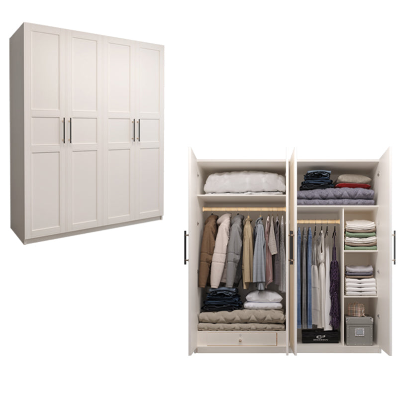 Engineered Wood Wardrobe Armoire Modern White Wardrobe Cabinet