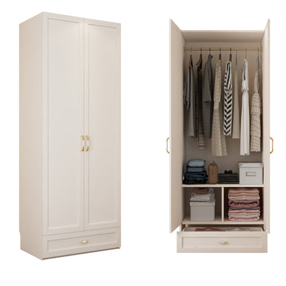 White Hinged Wardrobe Cabinet Engineered Wood Wardrobe Armoire