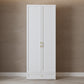 White Hinged Wardrobe Cabinet Engineered Wood Wardrobe Armoire