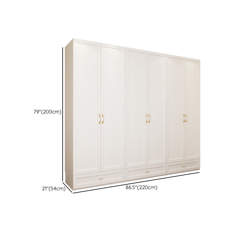 White Hinged Wardrobe Cabinet Engineered Wood Wardrobe Armoire