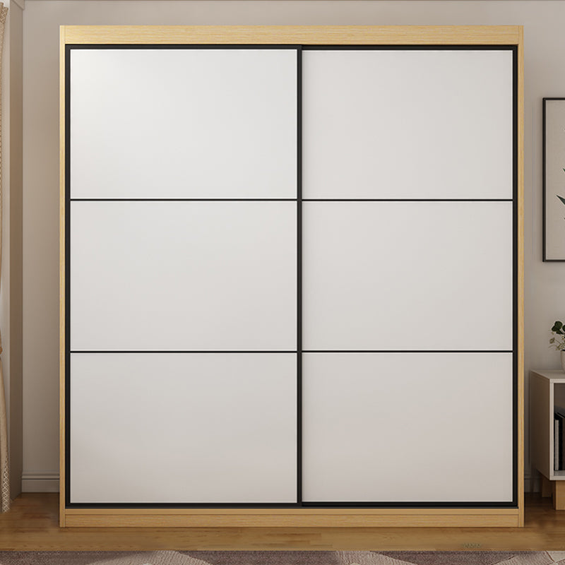 Wooden Wardrobe Armoire with Drawer Modern Wardrobe Closet - 63"L x 23.6"W x 82.9"H Natural White Clearhalo 'Armoires & Wardrobes' 'armoires_wardrobes' 'Bedroom Furniture' 'furn' 'furn_armoires_wardrobes' 'Furniture' 6451073