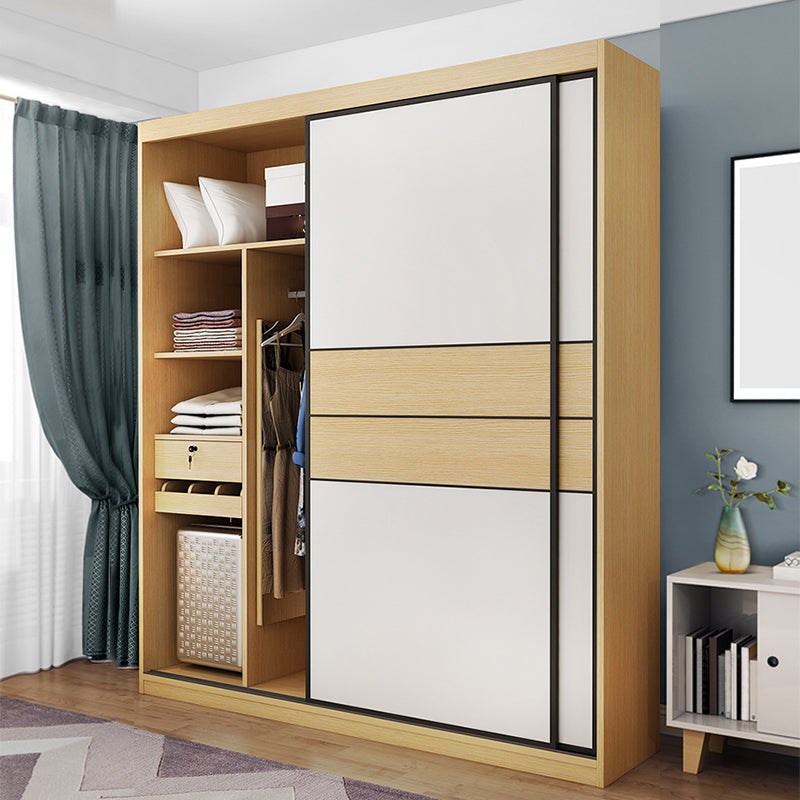 Wooden Wardrobe Armoire with Drawer Modern Wardrobe Closet - 63"L x 23.6"W x 82.9"H Clearhalo 'Armoires & Wardrobes' 'armoires_wardrobes' 'Bedroom Furniture' 'furn' 'furn_armoires_wardrobes' 'Furniture' 6451087