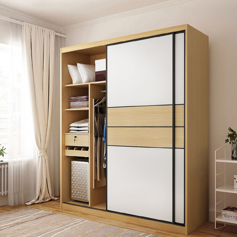 Wooden Wardrobe Armoire with Drawer Modern Wardrobe Closet - 63"L x 23.6"W x 82.9"H Clearhalo 'Armoires & Wardrobes' 'armoires_wardrobes' 'Bedroom Furniture' 'furn' 'furn_armoires_wardrobes' 'Furniture' 6451088