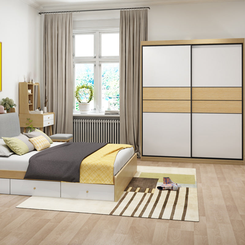 Wooden Wardrobe Armoire with Drawer Modern Wardrobe Closet - 63"L x 23.6"W x 82.9"H Clearhalo 'Armoires & Wardrobes' 'armoires_wardrobes' 'Bedroom Furniture' 'furn' 'furn_armoires_wardrobes' 'Furniture' 6451089