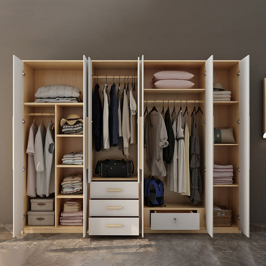 Hinged Wardrobe Armoire with Garment Rod Modern Wardrobe Cabinet