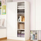 Sliding Door Wardrobe Cabinet with Garment Rod Wooden Wardrobe Closet
