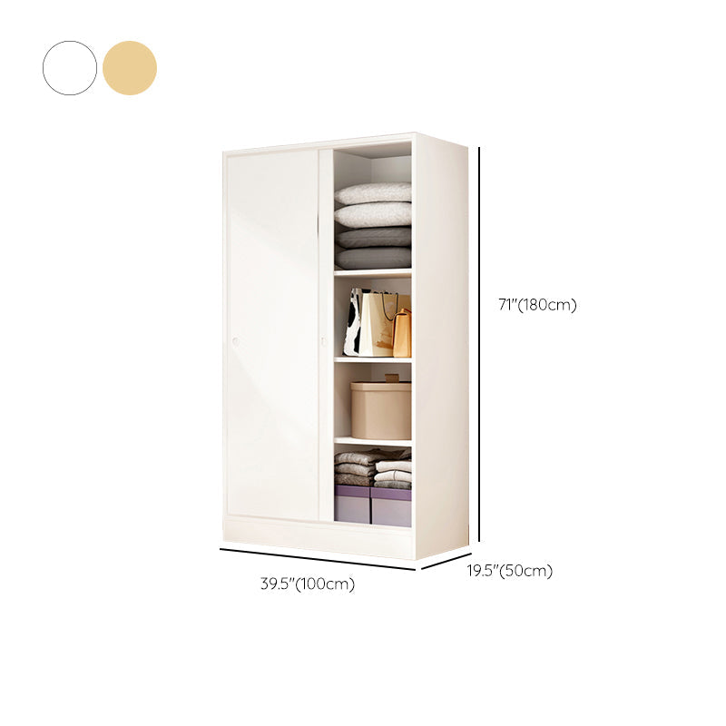 Sliding Door Wardrobe Cabinet with Garment Rod Wooden Wardrobe Closet