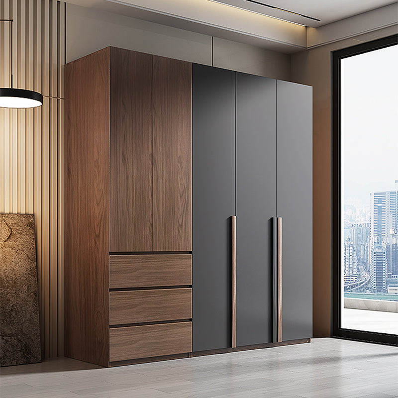 Wooden Wardrobe Armoire with Drawer Modern Hinged Wardrobe Closet Clearhalo 'Armoires & Wardrobes' 'armoires_wardrobes' 'Bedroom Furniture' 'furn' 'furn_armoires_wardrobes' 'Furniture' 6451229