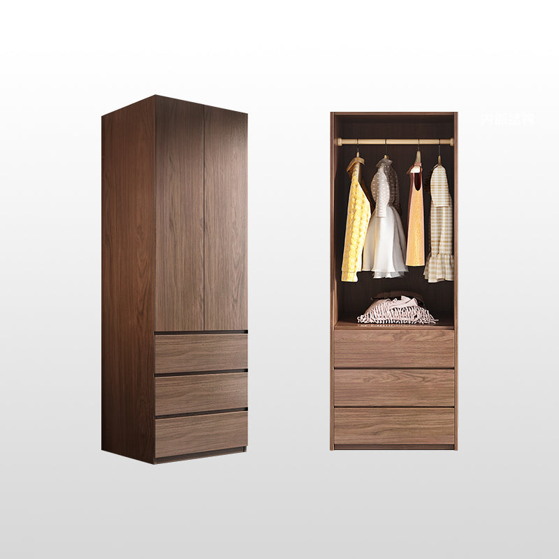 Wooden Wardrobe Armoire with Drawer Modern Hinged Wardrobe Closet 23.5"L x 20"W x 77"H Armoires & Wardrobes Clearhalo 'Armoires & Wardrobes' 'armoires_wardrobes' 'Bedroom Furniture' 'furn' 'furn_armoires_wardrobes' 'Furniture' 6451230